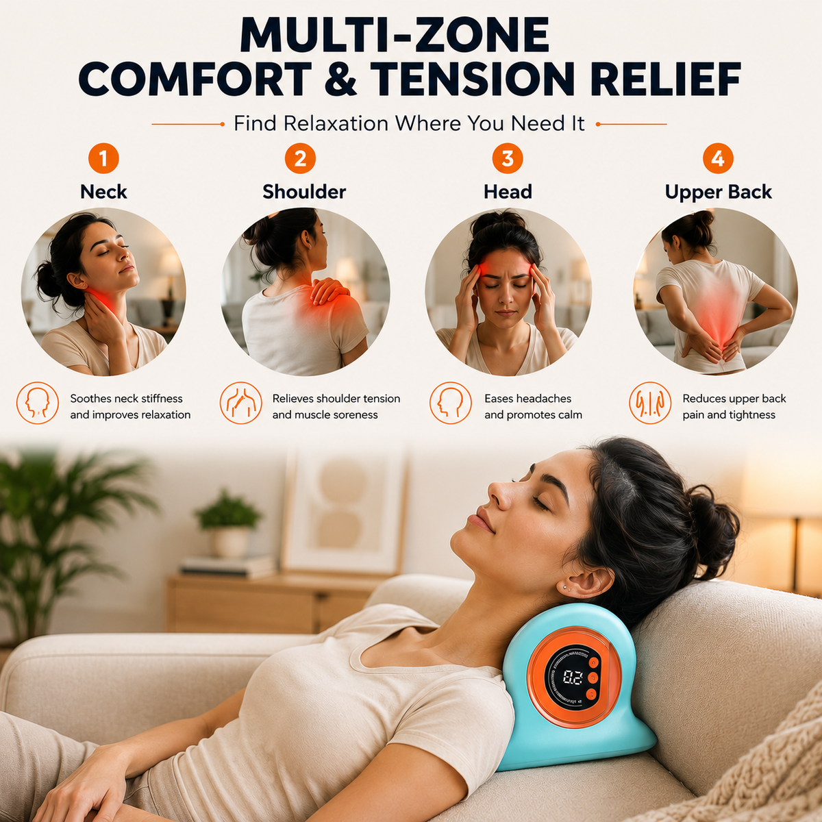 Heated neck massager
